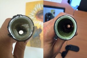 Before and after HydroFLOW® on PE pipes